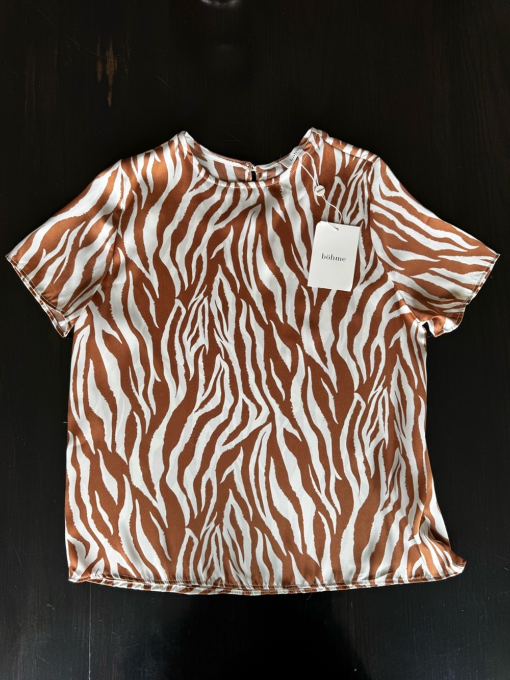 Bohme Zebra Print Short Sleeve Top